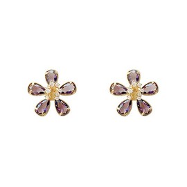 LIANUE 925 Sparkling Flowers, 18K Plated, Women's Popular Earrings, Silver, Metal