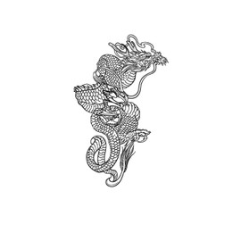 kobench Temporary Tattoos,Soaring Chinese Dragon - K37 Design,Waterproof,Easy-to-Apply,Long Lasting 1-2 Weeks, Plant-Based,Dragon Tattoos