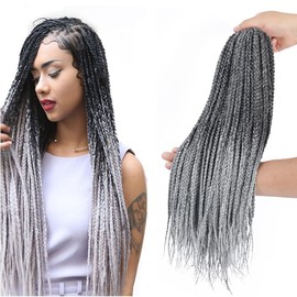 Crochet Box Braids Hair 7 Packs 14 Inch Pre Looped Goddess Box Braids Crochet Hair for Black Women(14 inch, TGRAY)