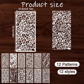 Oruola 12 Stück Schablonen Set,Mandala Schablone für Möbel Wandgestaltung Deko,Wiederverwendbare Schablonen Malen für DIY Handwerk und Scrapbooking Handwerk,10.5 x 20.5 cm,Weiß