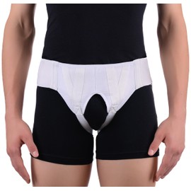 FlexaMed Double Inguinal Groin Hernia Truss with Compression Pads White - XL