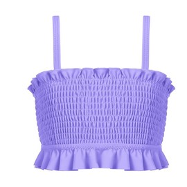 Arshiner Girls' Bikini Set Summer Swimsuits Children Adjustable Straps Tankini with Elegant Pleats Swimwear Bikini for Girls 5-13 Years, B-purple., 150