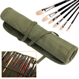 COOLBOTANG Canvas Painting Brush Case Roll Pen Case Tool Holder Paint Brush Bag 22 Slots for Oil Painting Brushes Watercolor Brushes Pencil Holder Brush Holder Pencil Holder Pen Case