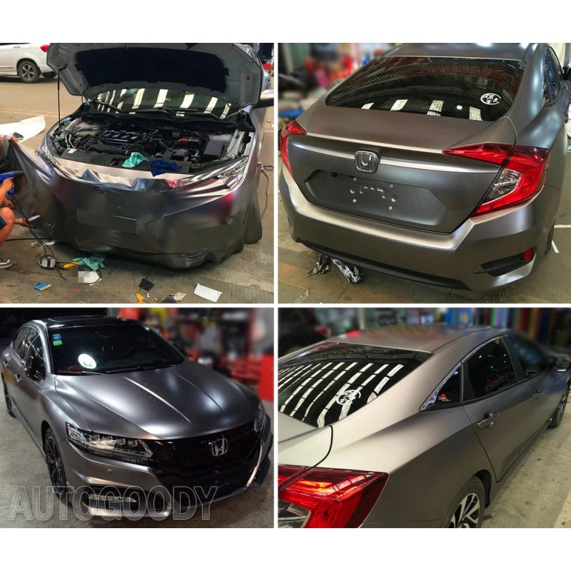 AUTOGOODY 96" x 60" Satin Matte Chrome Metallic Dark Gray