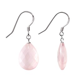 Franki Baker Large Statement Facetted Pink AA Grade Cushion Cut Rose Quartz Gemstone Drop 925 Sterling Silver Drop Earrings. Length: 3.5cms