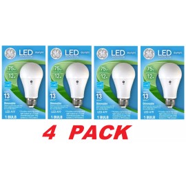 GE Classic LED 75W Equivalent Uses 12W 1100 Lmns A19 Dimmable Light Bulb 4 PACK