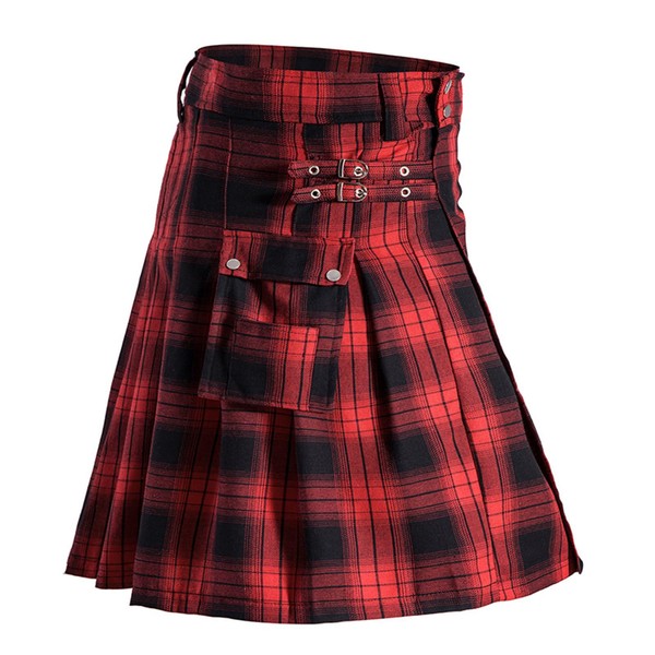 HAPNBCELE Kilts for Men Scottish Traditional Highland Tartan Utility Kilt