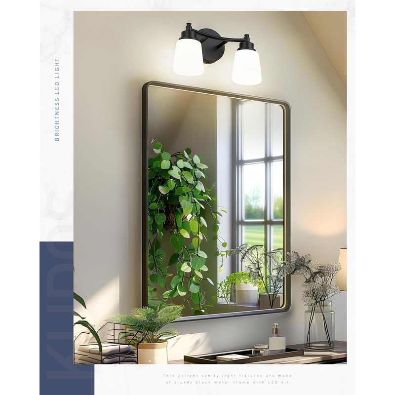 kudos Black Bathroom Light Fixtures Over Mirror, 21 Inch 3-Light