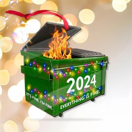 Dumpster Fire Ornament 2024 - Funny Christmas Ornament, Everything’s Fine Dumpster Fire Christmas Decoration, Inappropriate Gift, Christmas Vacation Ornaments, Hilarious Christmas Ornaments 2024
