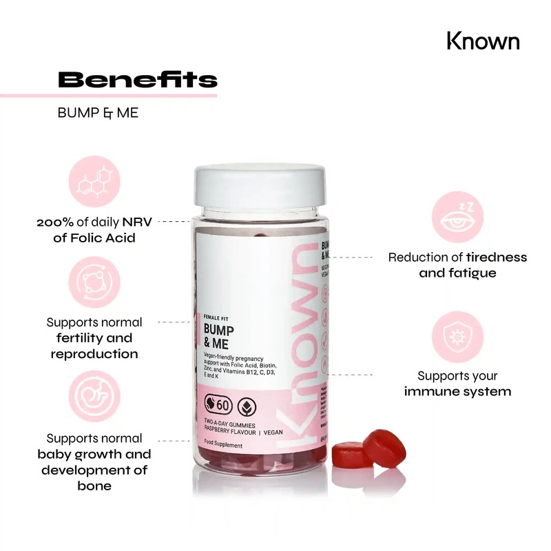 Vegan Bump and Me Folic Acid Pregnancy Vitamin Gummies for