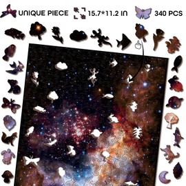 Wooden Space Puzzle 340 Pieces Adult, Solar System Galaxy Puzzle, Hubble-Westerlund 2 Planets Star Nebula Universe Picture Wooden Jigsaw Puzzle, 15.7 * 11.2 in