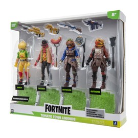 Fortnite Squad Mode Tomatotown Legends 4-Figure Pack, Series 6, Including Weapons, Harvesting Tools, Building Materials, Stands, and More
