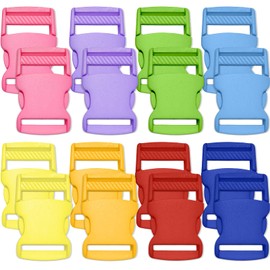 TEAONE Plastic Buckles for Straps, 16 PCS Colorful Quick Side Release Buckles for Paracord, Pet Collar, Belt Strap (2.5cm/0.98in)