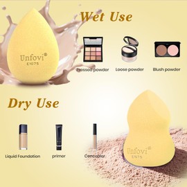 Unfovi Makeup Sponge Set (4 Shapes 7 pieces) - Latex-Free Blending Sponge for Liquid, Cream & Powder, Soft Reusable Beauty Sponge for Wet/Dry Application, Face Foundation Blender (Skin ston)