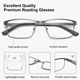 5-Pack Reading Glasses Men Metal Frame Spring Hinges with Computer Readers for Men 1.25