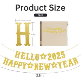 New Year's Eve Decoration 2025 Banner Gold, New Year's Eve Decoration 2025, Happy New Year Banner Set, Happy New Year Decoration, New Year Decoration Garlands for Happy New Christmas Party, Home Bar,
