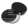 Thin Blue Line Leather Drinks Coasters with Holder Set of