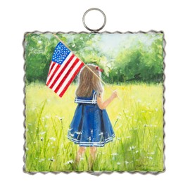 The Round Top Collection - Mini Gallery Girl and Flag - Metal & Wood