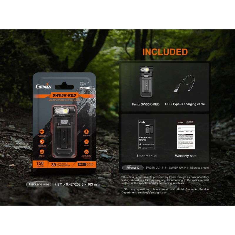 Fenix SW05R-RED Clip On Flat Body swival Flashlight with Red