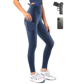 Lilcreek Women's Concealed Carry Leggings Gun Holster with Side Pockets,Concealment Compression Universal Yoga Pants