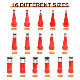 HARFINGTON 24pcs Caulking Finisher Kit 16 Stainless Steel Caulking Nozzle Applicators Reusable Caulking Nozzle Tips with 8 Connection Bases for Bathroom Kitchen Doors Windows