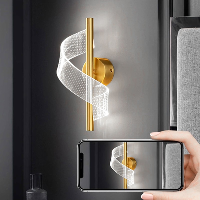 18W Spiral Modern LED Indoor Wall Sconce Lighting Acrylic Indoor