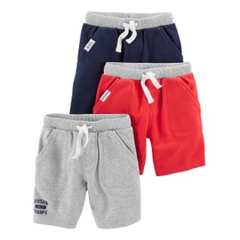 Simple Joys by Carter's Baby Boys' Multi-Pack Knit Shorts (Pack of 3), Red/Grey/Navy