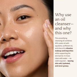 Bambu Earth Castor + Squalane Cleansing Face Oil - Gentle Formula Hydrating Makeup Remover - Restores Skin's Natural Moisture Barrier, Rich in Omega Fatty Acids, Skincare for All Skin Types - 2 Fl. oz