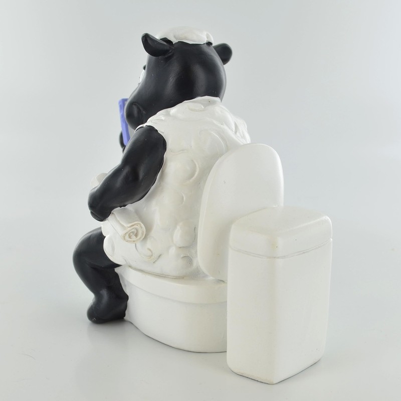Comical Sheep On Toilet Figurine