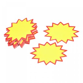 sourcing map Pack of 100 Blank Star Burst Sales Sign Price Tag 70 x 50 mm Yellow for Retail Prices