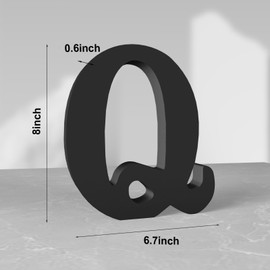 Aruatu 8 Inch Black Wood Letters Unfinished Wood Letter for Wall Decor Decorative Standing Letter Large Letters for Wall Decoration for Craft Home Party Projects (Q)