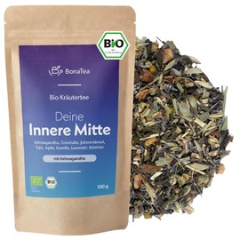 Organic Your Inner Middle - Ashwagandha Tea with St. John's Wort Valerian, Tulsi, Lavender and Other Herbs for Your Little Break in Everyday Life, 100 g