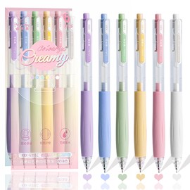 MHBEW Colorful Gel Pens 6 Colors Retractable Quick Dry Ink Colored Pens 0.7mm Fine Point Silence Click Smooth Writing Pen for Note taking&Drawing School Office Supplies Aesthetic pens (Creamy)