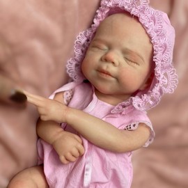Gileutay 13inch Full Solid Silicone Baby Doll Girl Realistic Reborn Dolls Lifelike Hand Painted Sleeping Newborn Babies for Toddlers