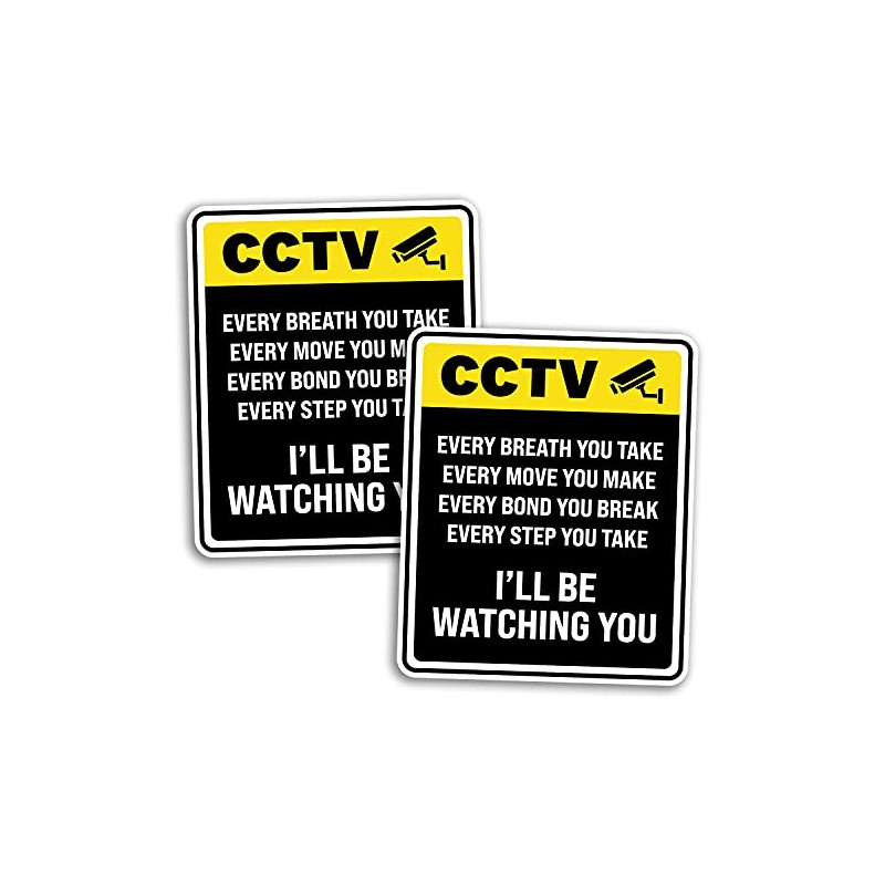 2 x 20cm Tall Funny CCTV Sign Vinyl Stickers -