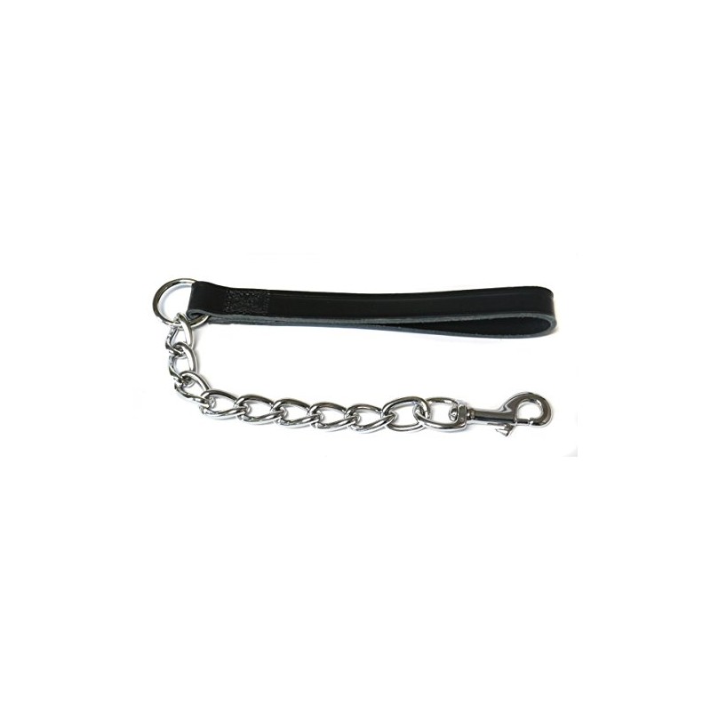 Ancol Heritage Extra Heavy Chain Lead W/leather Handle Black 50cm
