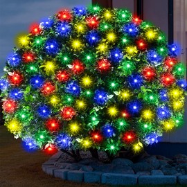Meteds 6Ftx4Ft LED Christmas Net Lights Green Wire,Connectable UL Certified Waterptoof Net Lights for Bushes Trees Shurb Garden Outdoor Christmas Decorations