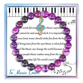 MollyQueen Music Bracelet Music Lovers Gifts for Music Teacher Student Musicians Jewelry Inspirational Gift (Purple Music Bracelet)