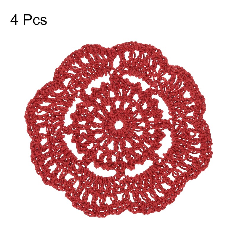 sourcing map Crochet Doilies, 4Pcs 4" Cotton Woven Fabric Coasters,