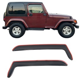 IKON MOTORSPORTS in Channel Window Visors Compatible with 1997-2006 Jeep Wrangler, Slim Style Acrylic Smoke Rain Guards, Side Window Wind Deflectors 2PCS