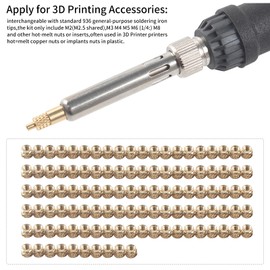 Imdinnogo 3D Printer Accessories Soldering Iron Kits: 1Pcs High Temp Soldering Iron - 1Pcs Connector - 6Pcs Brass Soldering Iron Tip M2 M3 M4 M5 M6 M8-120Pcs M3 Hot Melt Insert Nut Bczamd