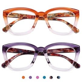 AQWANO Oversized Cat Eye Reading Glasses Women Blue Light Blocking Computer Stylish Readers Fashion Filter UV Ray/Glare, 1.75