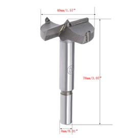 TA-VIGOR Forstner Drill Bit 40mm, Tungsten Carbide Wood Hole Saw Auger Opener for Woodworking Hinge Hole Drilling Boring Bit Cutter Gray
