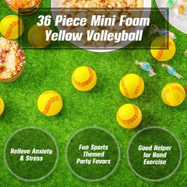 36 Pieces Mini Softball Stress Ball Foam Sports Balls Party Favor Tiny Baseball Toys for Stress Relief, Party Bag Gift Fillers, School Carnival Reward, Ball Games(Yellow)