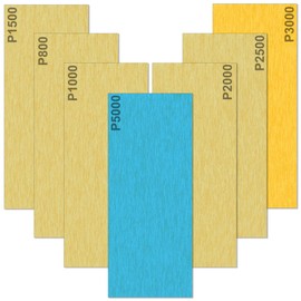 Akuoly Waterproof Sandpaper Sandpaper, 5000, 3000, 2500, 2000, 1500, 1000, 800, 5 Sheets Each, 35 Sheets Total