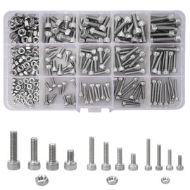 YSDMY Cylindrical Screws with Hexagon Socket, Pack of 240, M3, M4, M5 Threaded Screws, Cylinder Head Screws Assortment with Hexagonal Nuts Made of Rustproof A2-70 Stainless Steel