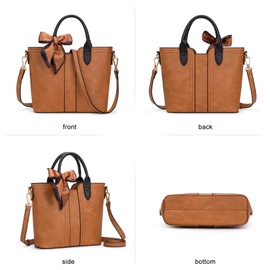 Montana West Top Handle Bags for Women Small Crossbody Purse Cute Satchel Handbag with Detachable Strap Brown MWC-585BR