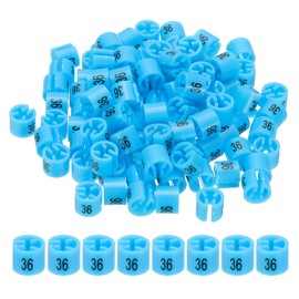 PATIKIL 100 Pcs Clothes Hanger Markers Number 36 Tags Fit 3mm Rod Garment Size Tag Hanger Clips Round Color Coding Label for Clothing Hangers, Blue