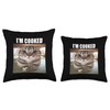 Silly Staring Cat I'm Cooked Meme Throw Pillow