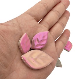 500g Random Iridescent Leaves Ceramics Mosaic Tiles,Making Creative 3 Size Ceramic Mosaic Pieces for DIY Craft,Flowerpots, Vases, Cups, Garden Decor Mosaic Making Supplies (Pink)